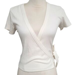 Levi's White Wrap Ribbed Top Size XS